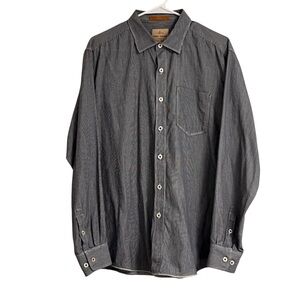 Tommy Bahama Jeans Striped Button Down Mens Large Tencel Cotton Island Casual